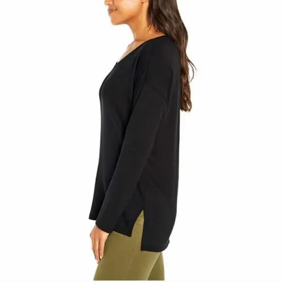 Banana Republic The Signature Tee Collection Long Sleeve Tunic in Black Size S - Picture 2 of 13